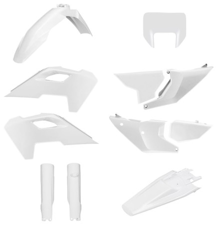 Obrazek dla: POLISPORT KOMPLET PLASTIKÓW (FULL KIT) HUSQVARNA TE/FE TPI '24'25 W ZESTAWIE OSŁONA LAMPY PRZEDNIEJ I OSŁONY AMORTYZATORÓW KOLOR BIAŁY