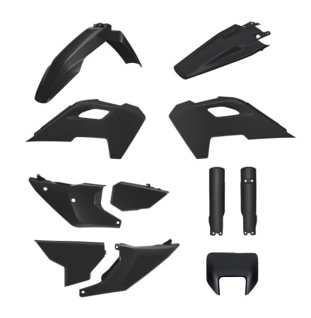 Obrazek dla: POLISPORT KOMPLET PLASTIKÓW (FULL KIT) HUSQVARNA TE/FE TPI '24'25 W ZESTAWIE OSŁONA LAMPY PRZEDNIEJ I OSŁONY AMORTYZATORÓW KOLOR CZARNY