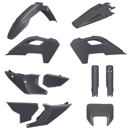 Obrazek dla: POLISPORT KOMPLET PLASTIKÓW (FULL KIT) HUSQVARNA TE/FE TPI '24'25 W ZESTAWIE OSŁONA LAMPY PRZEDNIEJ I OSŁONY AMORTYZATORÓW KOLOR SZARY (NGRAY)