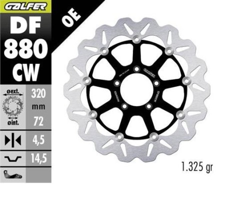 Obrazek dla: GALFER TARCZA HAMULCOWA PRZÓD DUCATI 749/848/899/959/999 '03; MONSTER 1100 '09; PANIGALE V2 955 '21 (WAVE FLOATING) (320X72X4,5MM)