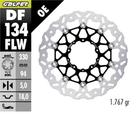 Obrazek dla: GALFER TARCZA HAMULCOWA PRZÓD HONDA CBR 1000RR '20; CMX 1100 REBEL '21 (WAVE FLOATING) (330X94X5MM)