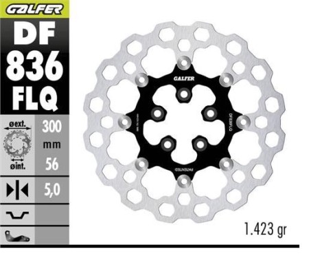 Obrazek dla: GALFER TARCZA HAMULCOWA TYŁ HARLEYDAVIDSON (300X56X5) PŁYWAJĄCA (QUBIQ)