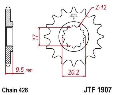 Obrazek 2 dla: JT Zębatka przednia roz. 428 13z KTM SX85 0417