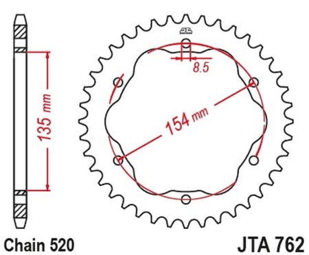 Obrazek dla: JT ZĘBATKA TYLNA ALUMINIOWA 4574 43 DUCATI 939 SUPER SPORT '17'20, 950 SUPER SPORT '21'23, 955 PANIGALE V2 / BAYLISS '20'24 (POTRZEBNY ADAPTER JTA760B LUB JTA 770B) (457443JT) (ŁAŃC. 520)