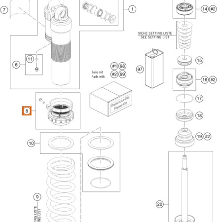 Obrazek 2 dla: Śruba napięcia wstępnego sprężyny amortyzatora tył KTM 1923 Husqvarna 1823 Gas Gas  OEM 50181347S