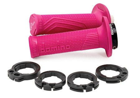 Obrazek dla: DOMINO MANETKI (GRIPY) OFF ROAD DLOCK (Z ADAPTERAMI ROLGAZU  KTM, HUSQVARNA, GASGAS, HONDA, KAWASAKI, SUZUKI, YAMAHA) KOLOR POMARAŃCZOWY