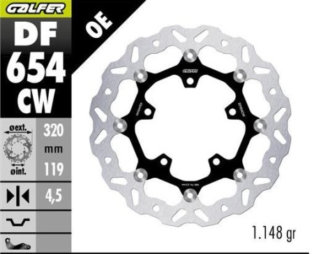 Obrazek dla: GALFER TARCZA HAMULCOWA PRZÓD CF MOTO MT 450 '24 (FLOATING) (320X119X4,5MM)