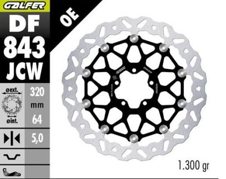 Obrazek dla: GALFER TARCZA HAMULCOWA PRZÓD CF MOTO MT 800 '21'24; NK 800 '23'24; KTM 990R DUKE '26; 1290 SUPER DUKE '21'23; 1390 SUPER DUKE '24 (FLOATECH) (320X64X5MM)