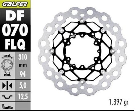 Obrazek dla: GALFER TARCZA HAMULCOWA PRZÓD HONDA CBR600 RR 0317 CBR1000 RR 0405 CB1000 R 0817 CB1300 F/S 2005 CTX1300 C 2014 (CUBIQ FLOATING) (310X940X5MM)