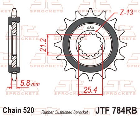 Obrazek dla: JT ZĘBATKA PRZEDNIA Z GUMĄ CF MOTO NK 650 '16'24, CLX 700 '21'25, BENELLI TRK 702 / X EURO 5 '23'24, (ŁAŃC. 520)