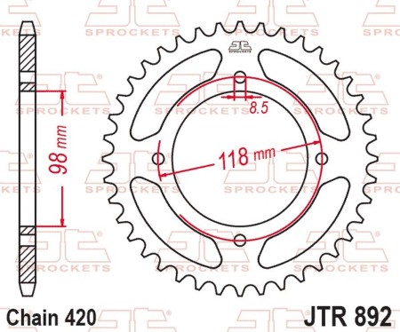 Obrazek dla: JT 2026/01 ZĘBATKA TYLNA 4794 48 KTM SX 65 '25'26 (OEM: A40510051048C1) (479448JT) (ŁAŃC. 420)
