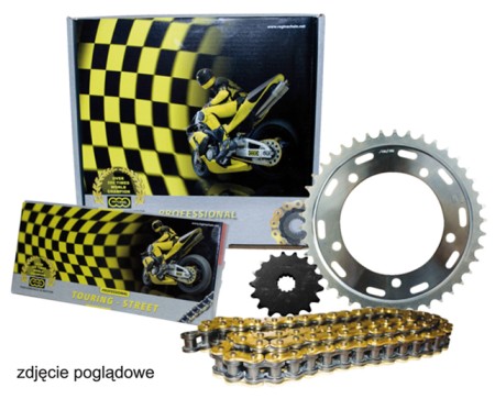 Obrazek dla: REGINA 2026/07 ZESTAW NAPĘDOWY CF MOTO 800 NK / MT SPORT/TOURING (22) (16/45/122/520ZRP) ŁAŃCUCH DO 1000 CCM ZŁOTY TOURING STREET (ZRING), ZĘBATKA P/T AFAM