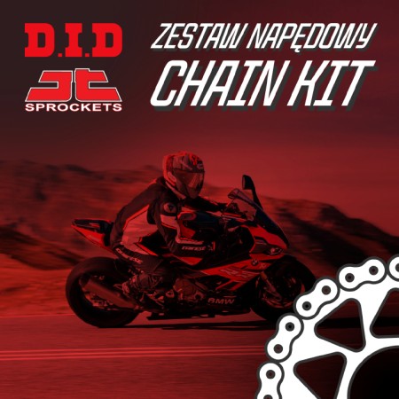 Obrazek dla: DID ZESTAW NAPĘDOWY KOMPLETNY YAMAHA XT660 0416 (15/45/520VX3110) (ZĘBATKI JT, PRZEDNIA Z GUMĄ, ŁAŃCUCH DID VX3 STALOWY, ZAKUWKA)